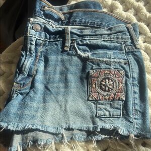 Abercrombie & Fitch Blue Denim Shorts with Embroidery